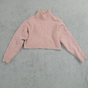 Sunday Best Wool Blend Pink Cropped Mock neck Crop Sweater S 28CT